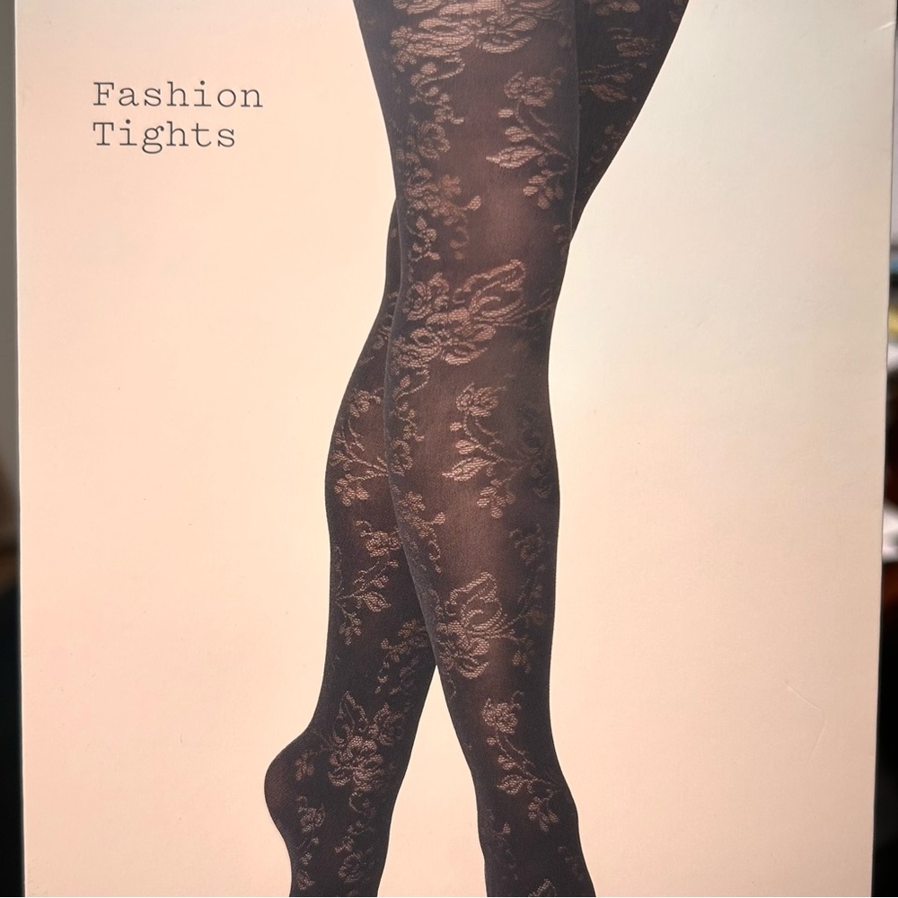A New Day Black Floral Lace Tights - Picture 4 of 4